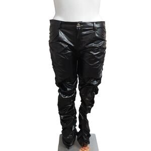 Faux Leather Side Bunch Pants 2XL #3y37
